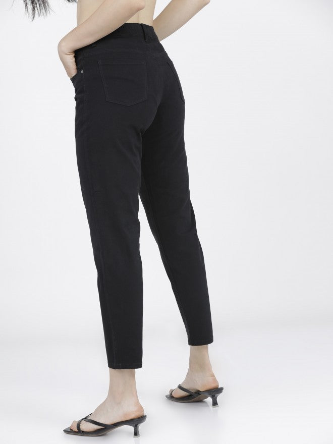 Tokyo Talkies Womens Black Taperd Fit Trouser - Black - Image 4