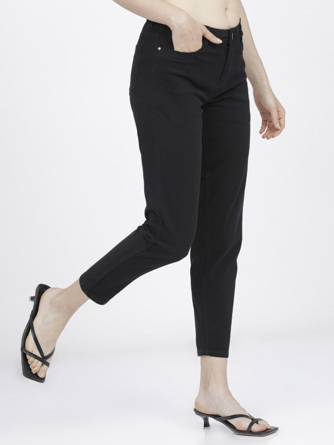 Tokyo Talkies Womens Black Taperd Fit Trouser - Black - Image 7