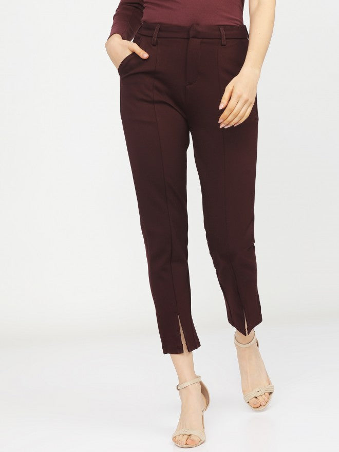 Tokyo Talkies Womens Plum Slim Fit Trouser - Purple - Image 1