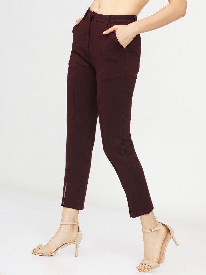 Tokyo Talkies Womens Plum Slim Fit Trouser - Purple - Image 2