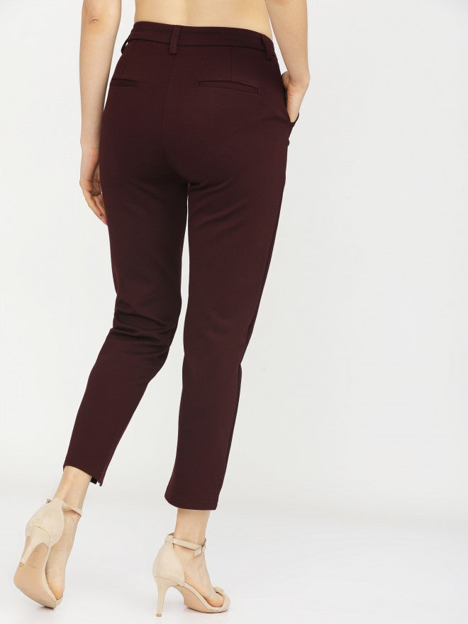 Tokyo Talkies Womens Plum Slim Fit Trouser - Purple - Image 3