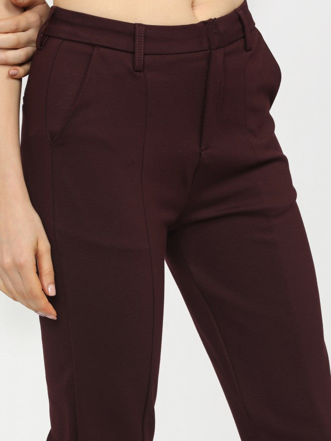 Tokyo Talkies Womens Plum Slim Fit Trouser - Purple - Image 4