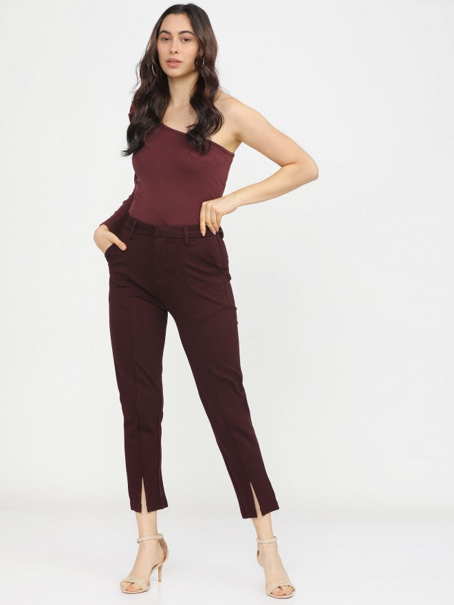 Tokyo Talkies Womens Plum Slim Fit Trouser - Purple - Image 5