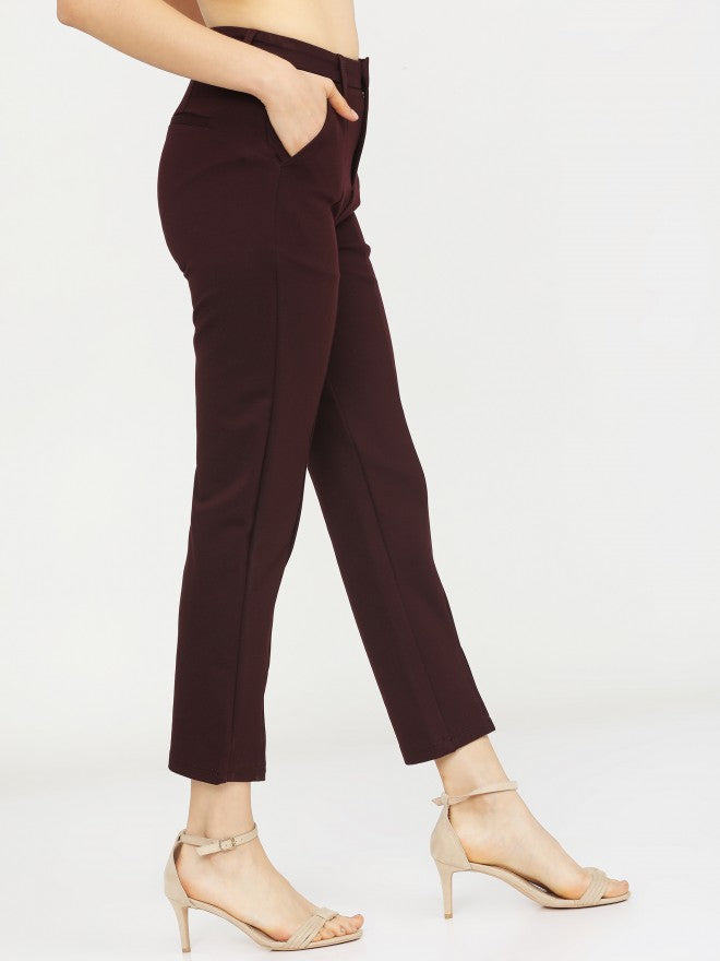 Tokyo Talkies Womens Plum Slim Fit Trouser - Purple - Image 6