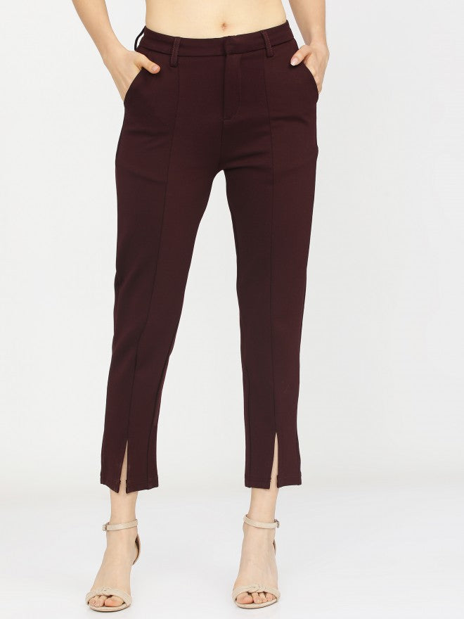 Tokyo Talkies Womens Plum Slim Fit Trouser - Purple - Image 7