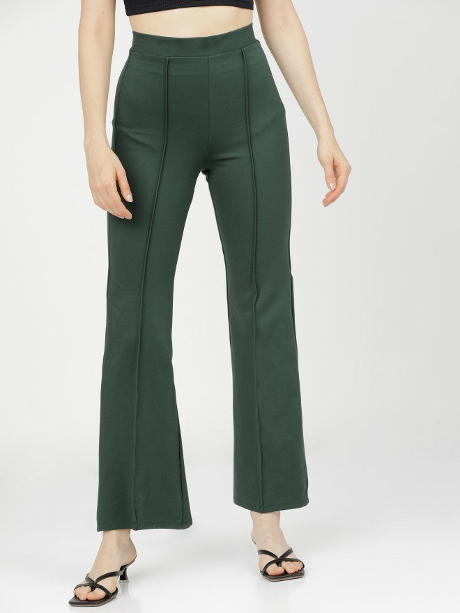 Tokyo Talkies Womens Pine Regular Fit Trouser - Green - Image 1