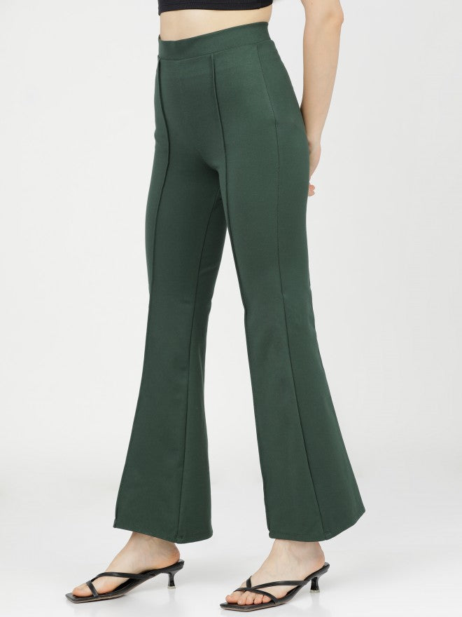 Tokyo Talkies Womens Pine Regular Fit Trouser - Green - Image 2