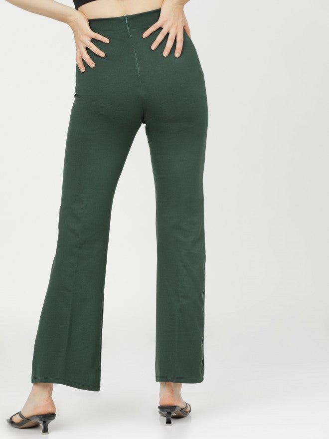 Tokyo Talkies Womens Pine Regular Fit Trouser - Green - Image 3