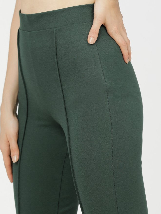 Tokyo Talkies Womens Pine Regular Fit Trouser - Green - Image 4