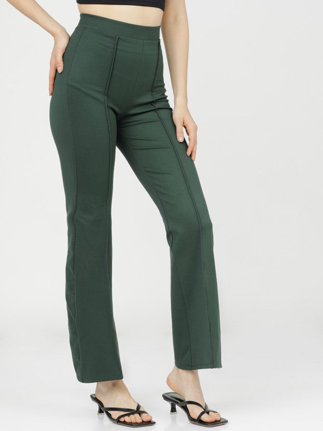 Tokyo Talkies Womens Pine Regular Fit Trouser - Green - Image 6