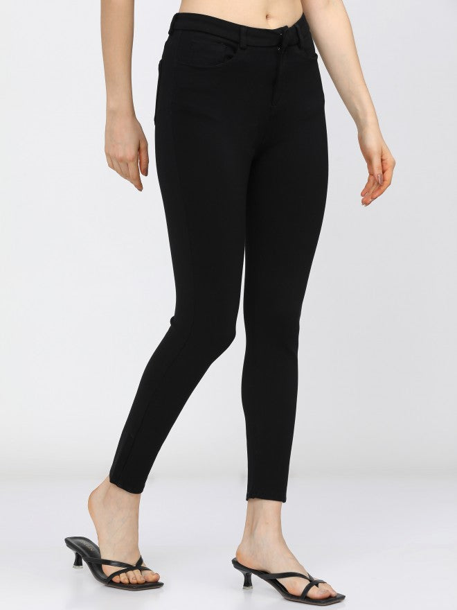Tokyo Talkies Womens Black Solid Slim Fit Trouser - Black - Image 6