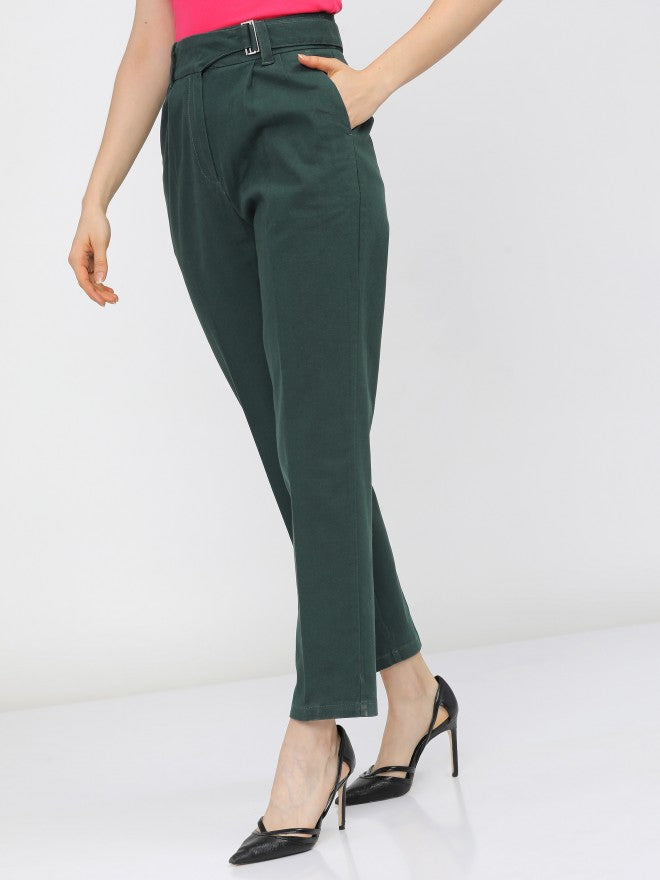 Tokyo Talkies Womens June Bug Tapered Fit Trouser - Green - Image 2