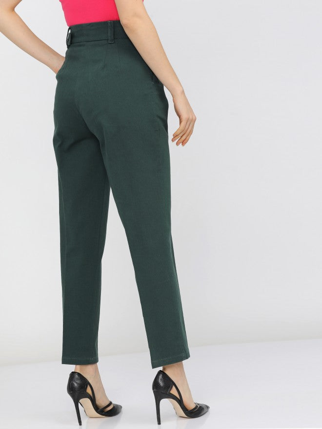 Tokyo Talkies Womens June Bug Tapered Fit Trouser - Green - Image 3