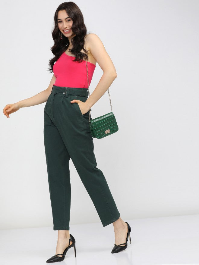 Tokyo Talkies Womens June Bug Tapered Fit Trouser - Green - Image 5