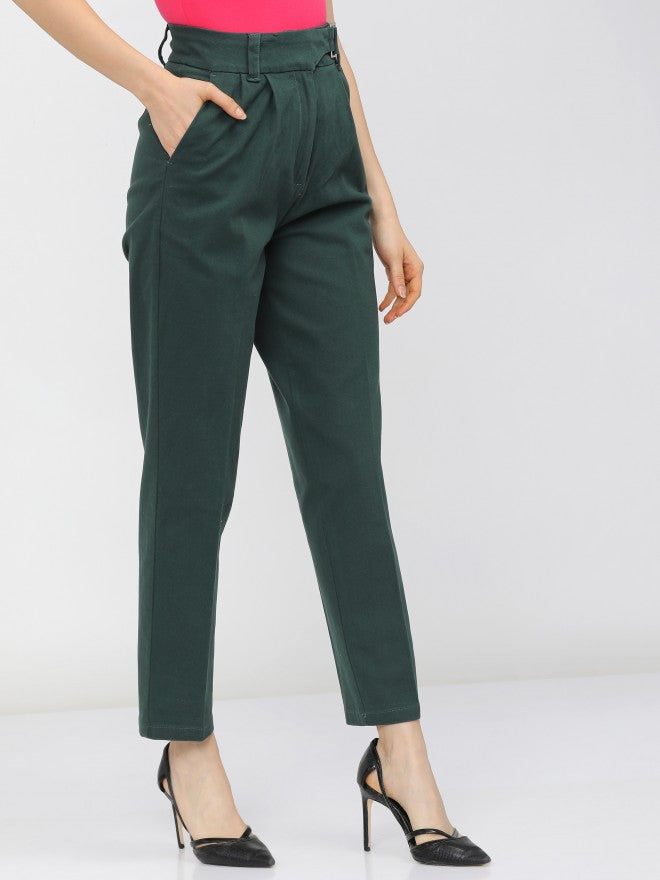Tokyo Talkies Womens June Bug Tapered Fit Trouser - Green - Image 6