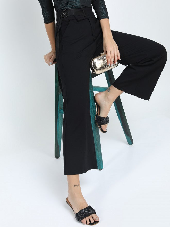 Tokyo Talkies Womens Black Flared Trouser - Black - Image 1