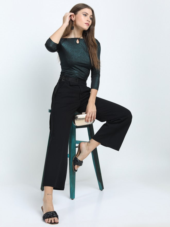 Tokyo Talkies Womens Black Flared Trouser - Black - Image 2