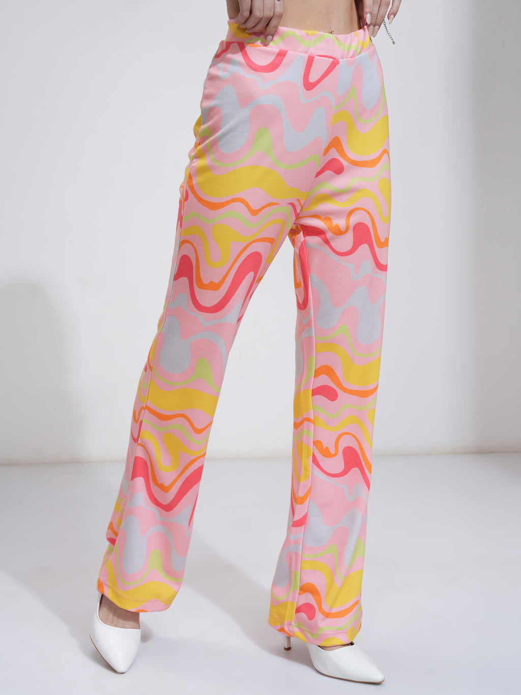 Tokyo Talkies Women Pink Printed Bootcut Trouser - Pink - Image 6