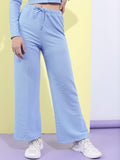 Tokyo Talkies Women Blue Solid Regular Fit Casual Trouser - Blue - Image 1