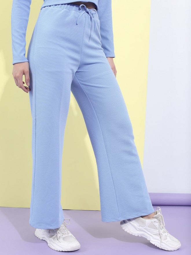 Tokyo Talkies Women Blue Solid Regular Fit Casual Trouser - Blue - Image 6