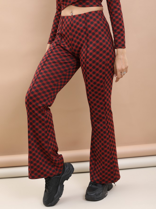 Tokyo Talkies Women Rust/Black Jacquard Bootcut Trouser - Multi - Image 6