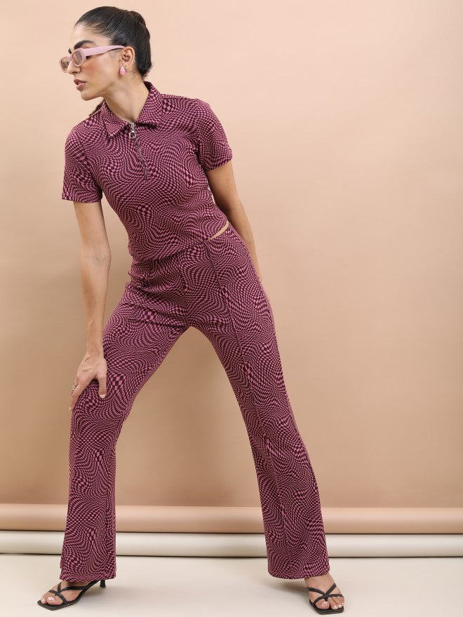 Tokyo Talkies Women Multi Self Design Bootcut Casual Trouser - Multi - Image 2