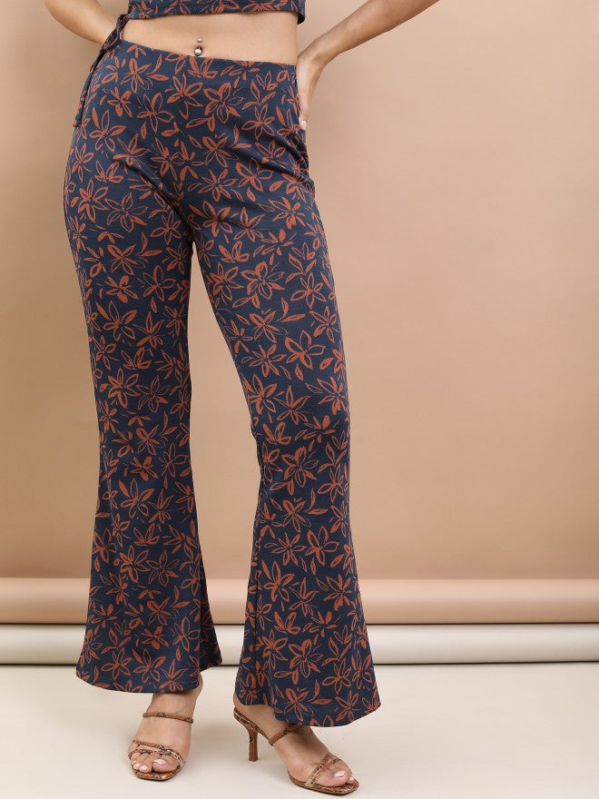 Tokyo Talkies Women Multi Self Design Bootcut Casual Trouser - Multi - Image 1