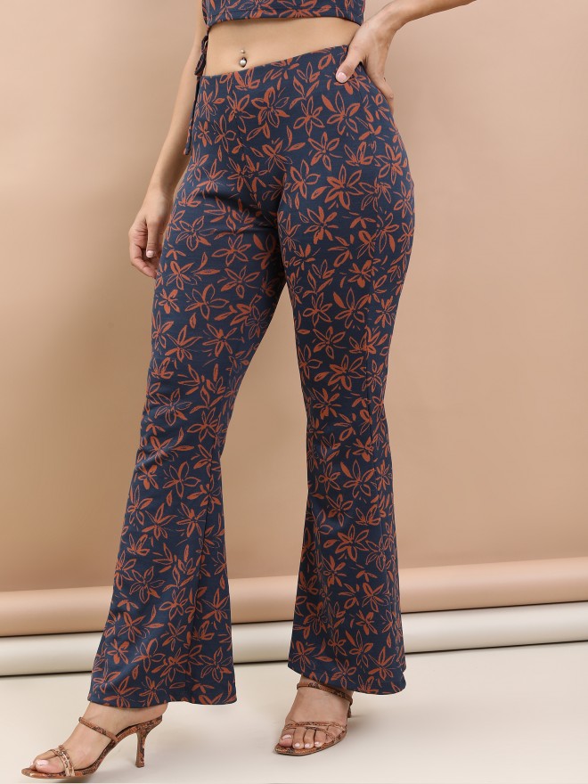 Tokyo Talkies Women Multi Self Design Bootcut Casual Trouser - Multi - Image 4