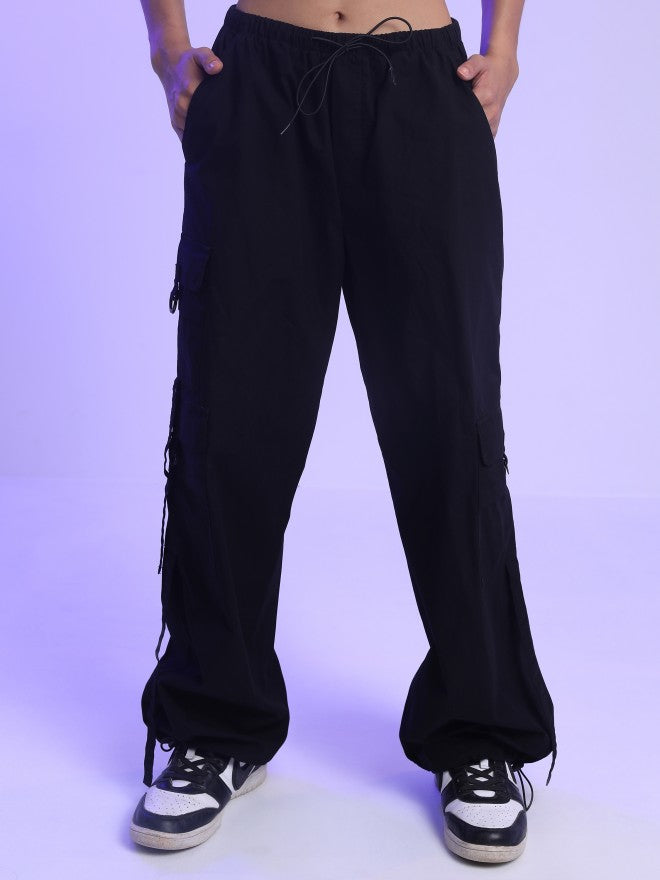 Tokyo Talkies Women Black Loose Fit Solid Casual Trouser - Black - Image 6