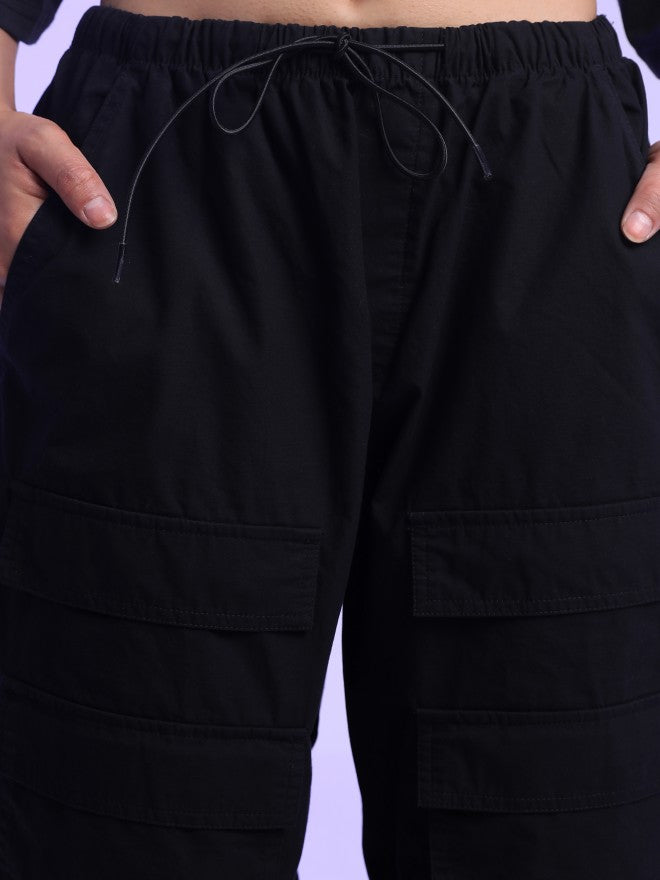 Tokyo Talkies Women Black Loose Fit Solid Casual Trouser - Black - Image 5