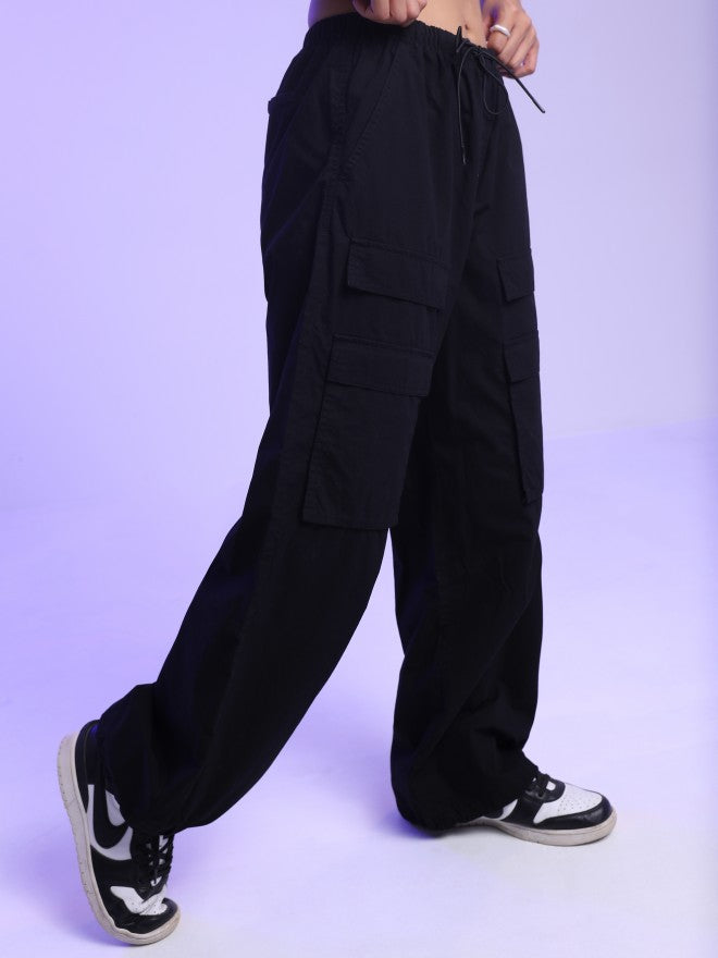 Tokyo Talkies Women Black Loose Fit Solid Casual Trouser - Black - Image 6