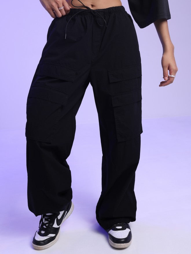 Tokyo Talkies Women Black Loose Fit Solid Casual Trouser - Black - Image 7