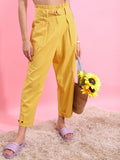 Tokyo Talkies Women Yellow Regular Fit Solid Casual Trouser - Yellow - Image 1