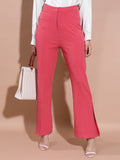 Tokyo Talkies Women Coral Flared Solid Casual Trousers - Coral - Image 1