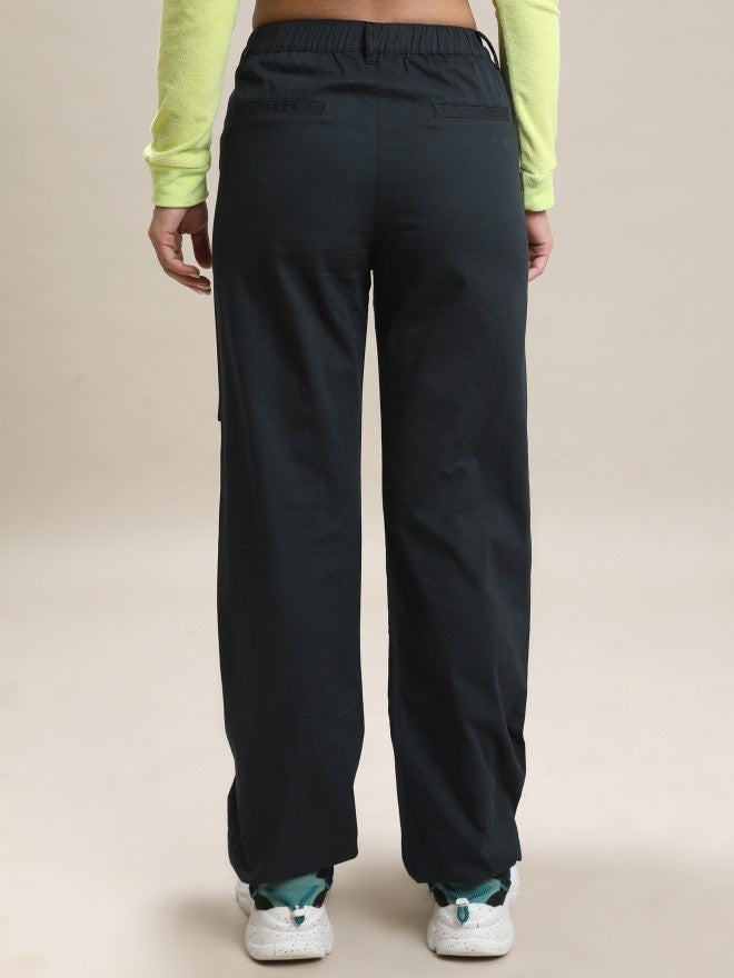 Tokyo Talkies Women Black Solid Regular Fit Cargos - Black - Image 3