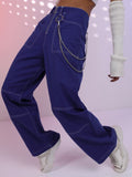 Tokyo Talkies Women Blue Loose Fit Printed Casual Trousers - Blue - Image 1