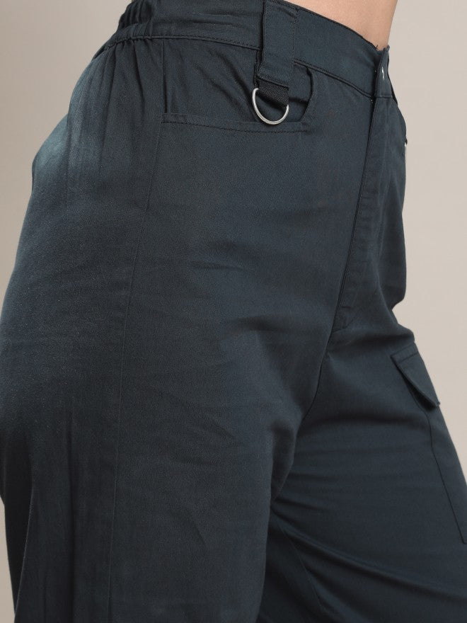 Tokyo Talkies Women Black Solid Regular Fit Cargos - Black - Image 5