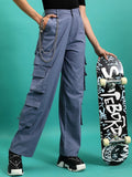 Tokyo Talkies Women Grey Solid Straight Fit Casual Trouser - Grey - Image 1