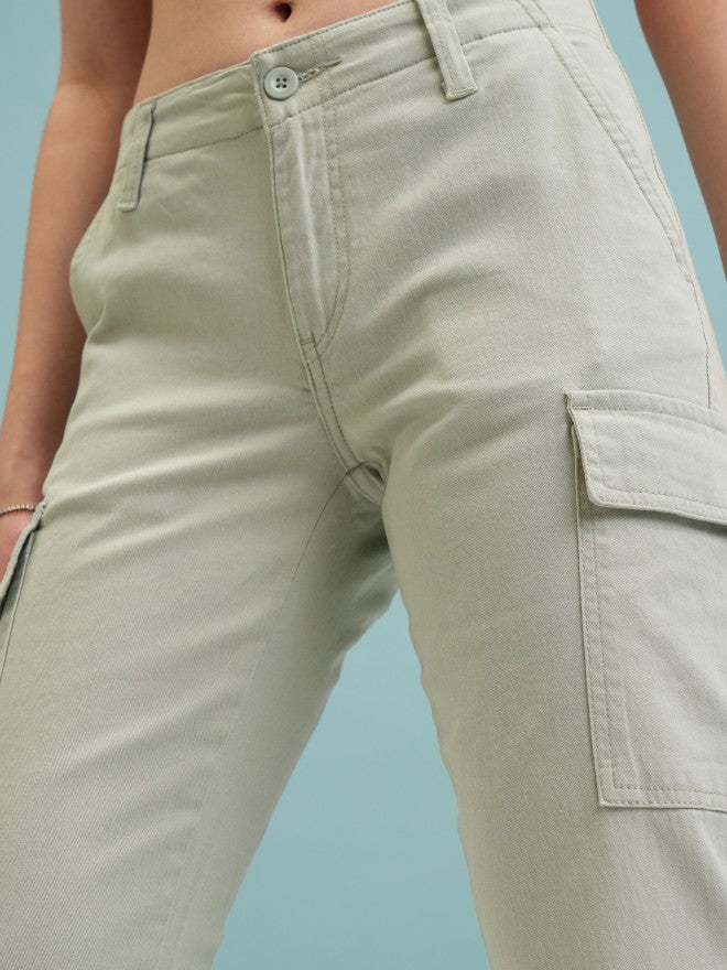 Tokyo Talkies Women Green Solid Flared Cargos - Green - Image 5