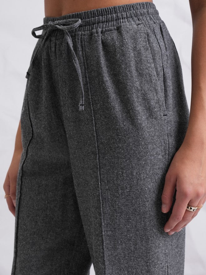 Tokyo Talkies Women Black Solid Straight Fit Casual Trousers - Black - Image 5