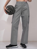 Tokyo Talkies Women Grey Solid Straight Fit Cargos - Grey - Image 1