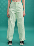 Tokyo Talkies Women Green Solid Flared Cargos - Green - Image 1