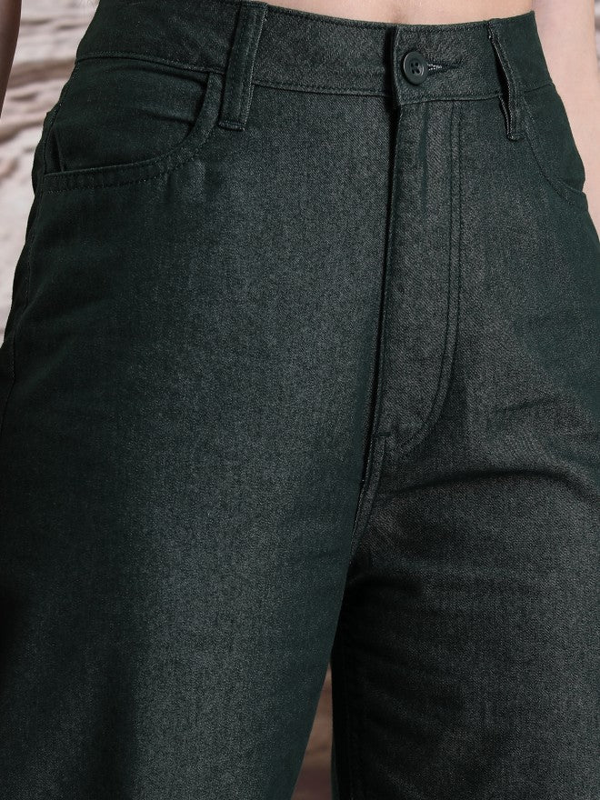 Tokyo Talkies Women Teal Solid Flared Casual Trouser - Teal - Image 5