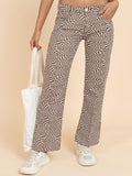 Tokyo Talkies Women Brown Printed Flared Casual Trouser - Brown - Image 1