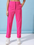 Tokyo Talkies Women Pink Solid Straight Fit Casual Trouser - Pink - Image 1