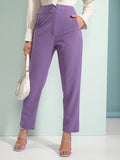 Tokyo Talkies Women Purple Solid Regular Fit Casual Trouser - Purple - Image 1