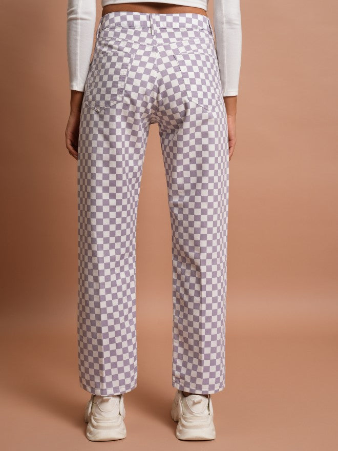 Tokyo Talkies Women Lavender Printed Flared Casual Trouser - Lavender - Image 3