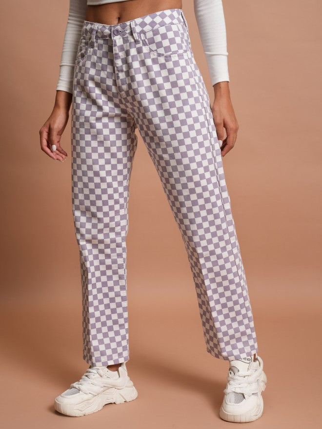 Tokyo Talkies Women Lavender Printed Flared Casual Trouser - Lavender - Image 4