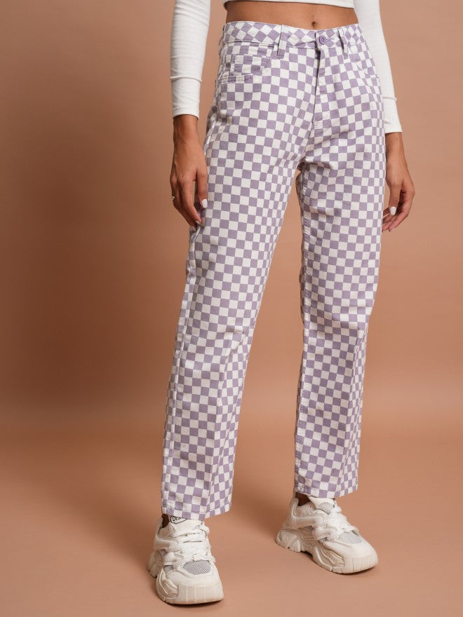 Tokyo Talkies Women Lavender Printed Flared Casual Trouser - Lavender - Image 6