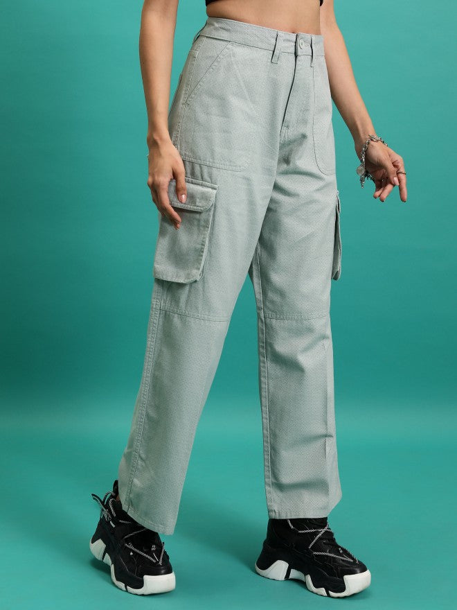 Tokyo Talkies Women Pale Aqua Solid Flared Casual Trouser - Blue - Image 6